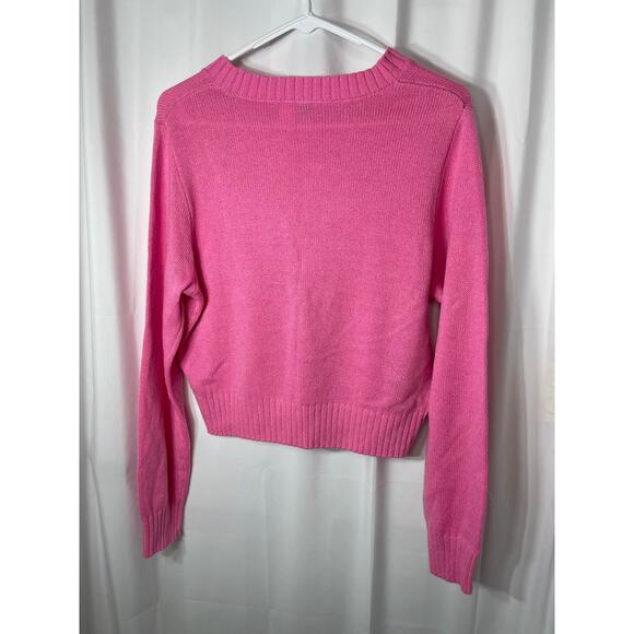 H&M Divided sweater cropped knit top pink bubble gum women's large classic layer - Picture 11 of 16